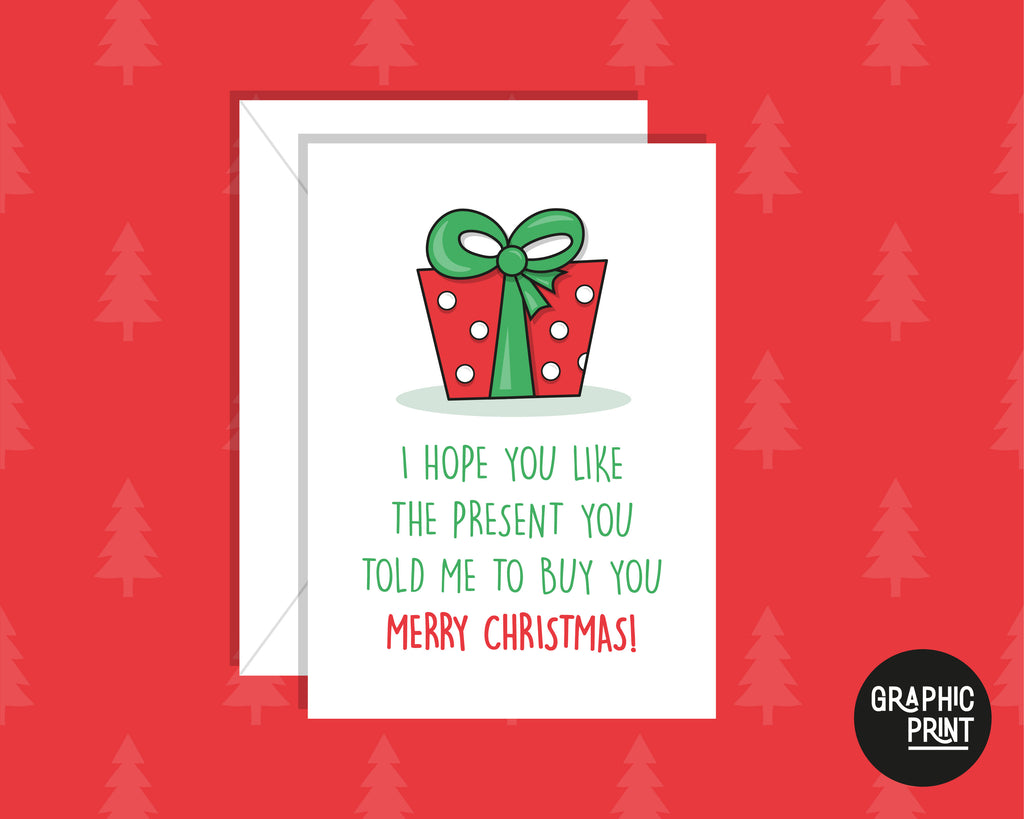 Cheeky Present Wish List Christmas Greeting Card