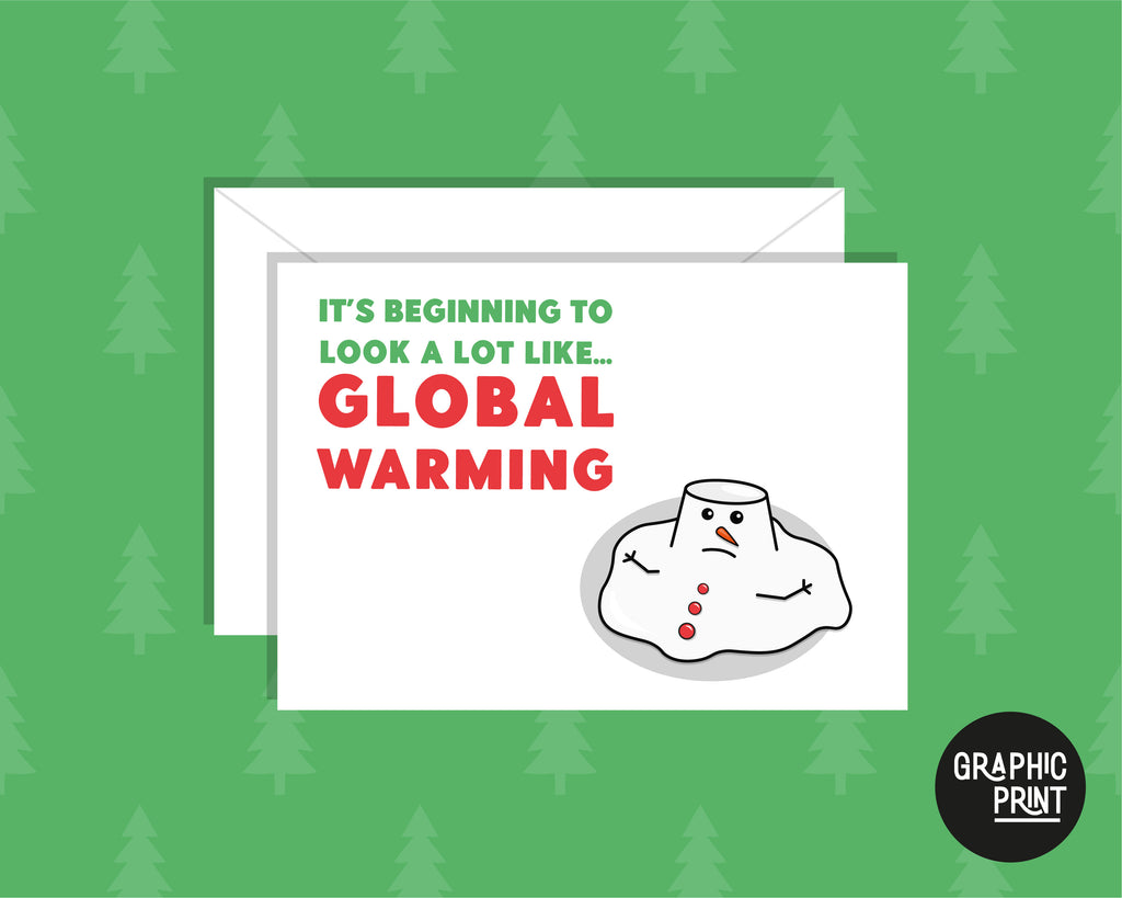 Funny Melting Snowman Global Warming Christmas Greeting Card