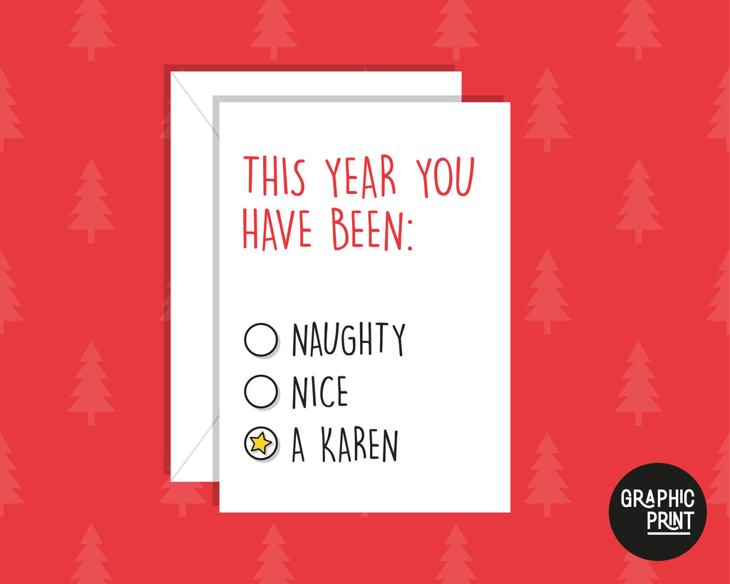 Naughty or Nice List Christmas Card, Karen Christmas Joke Card