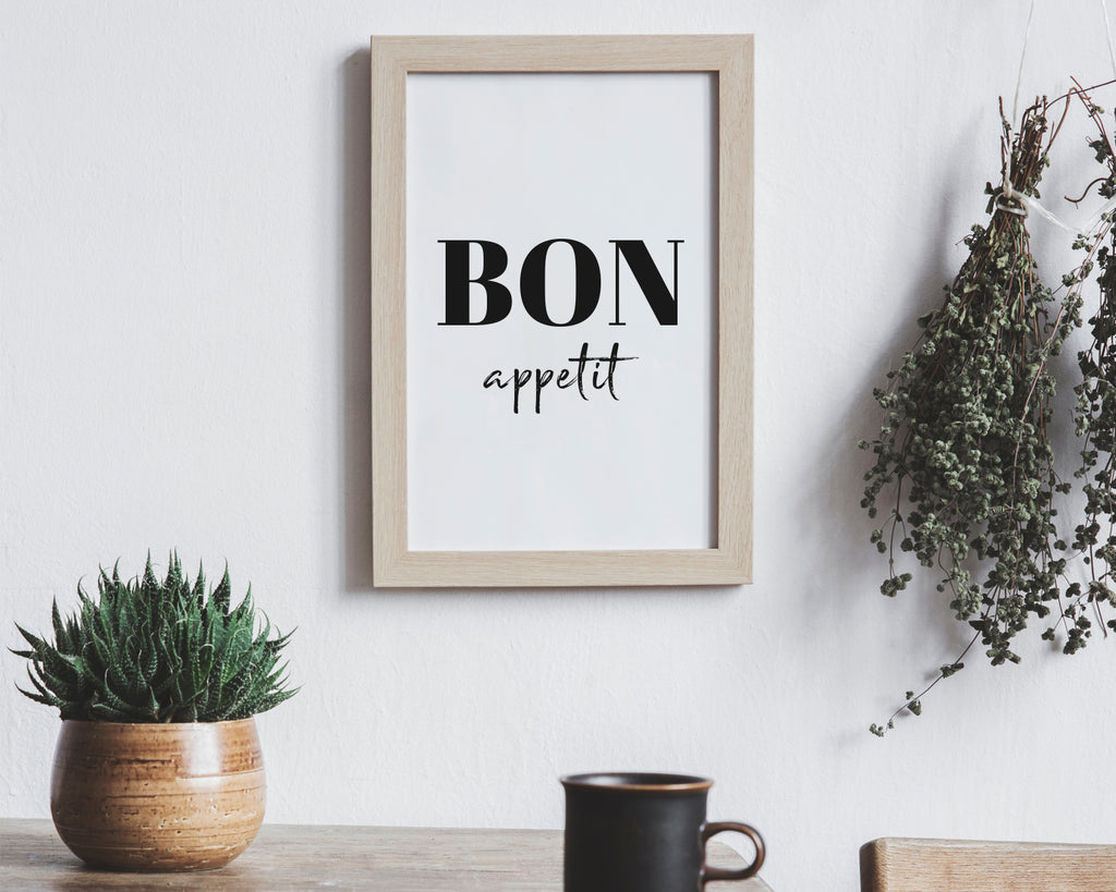 Bon Appetit Typography Quote Wall Art Print