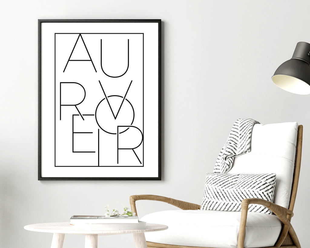 Au Revoir Typography Quote Wall Art Print