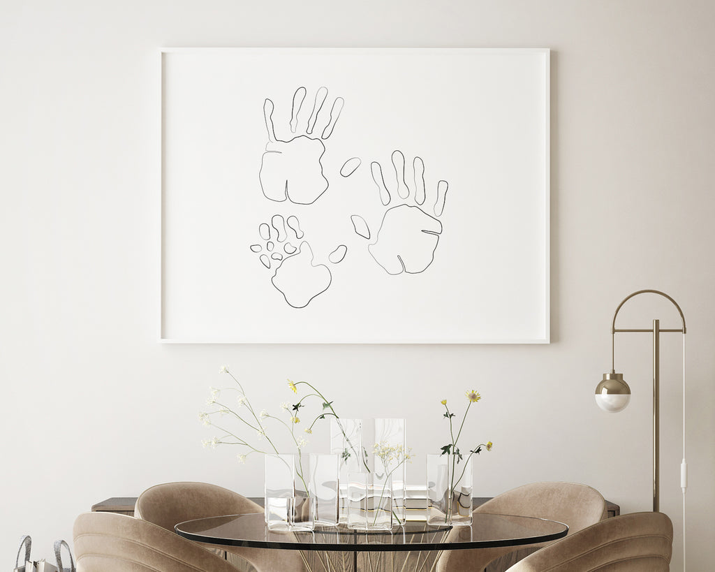 Family Handprint Line Art Wall Print