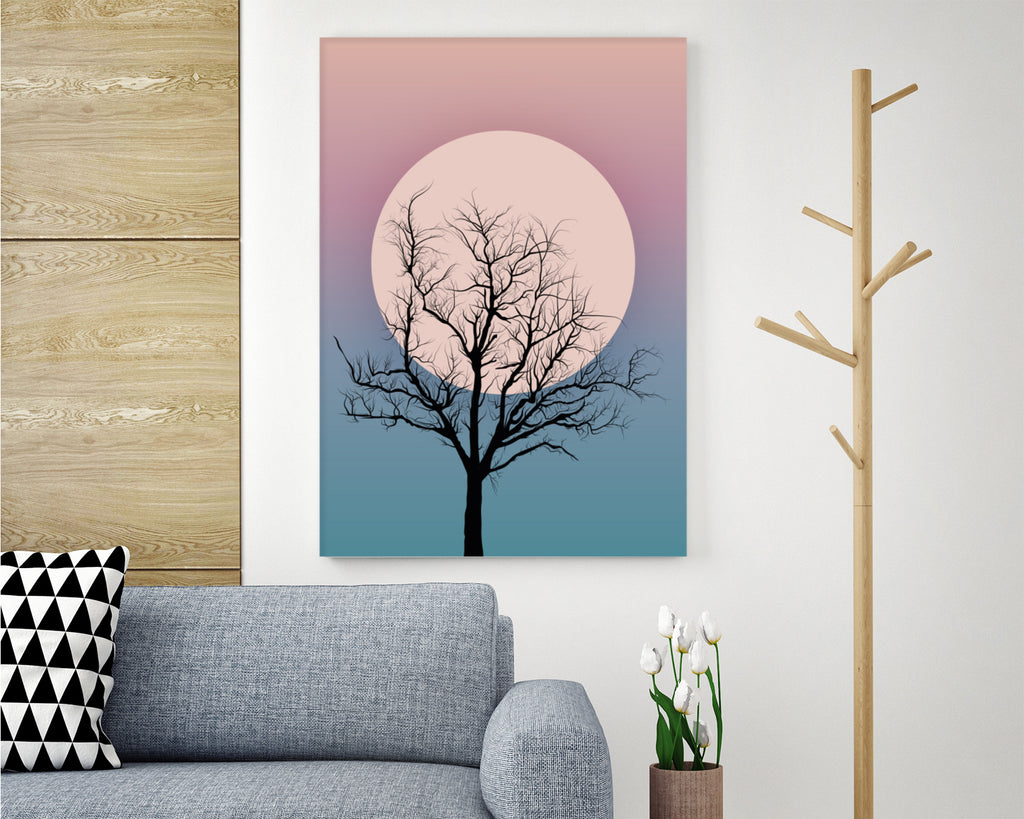 Tree Silhouette Landscape Wall Art Print