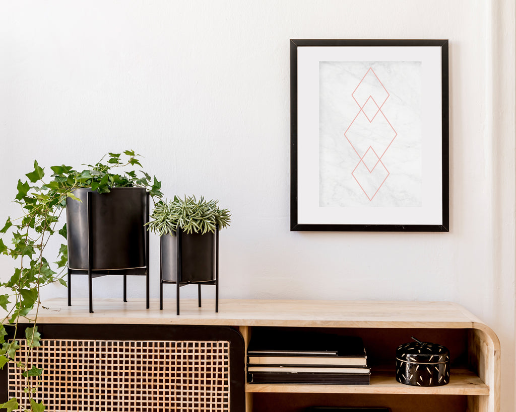 Marble and Rose Gold Diamond Wall Art Print