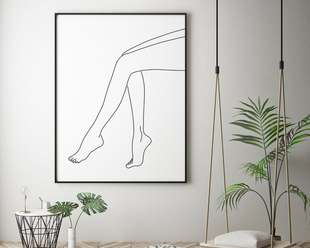Women's Legs Minimal Line Art Wall Print