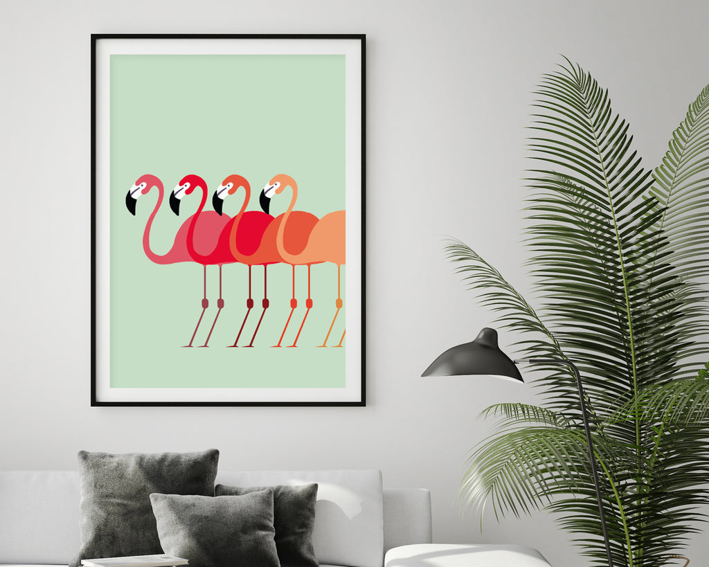 Flamingo Flock Wall Art Print