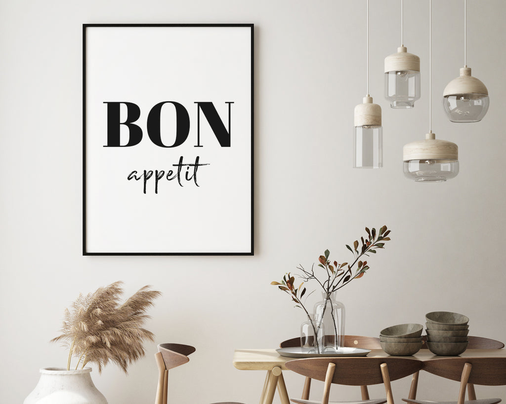 Bon Appetit Typography Quote Wall Art Print