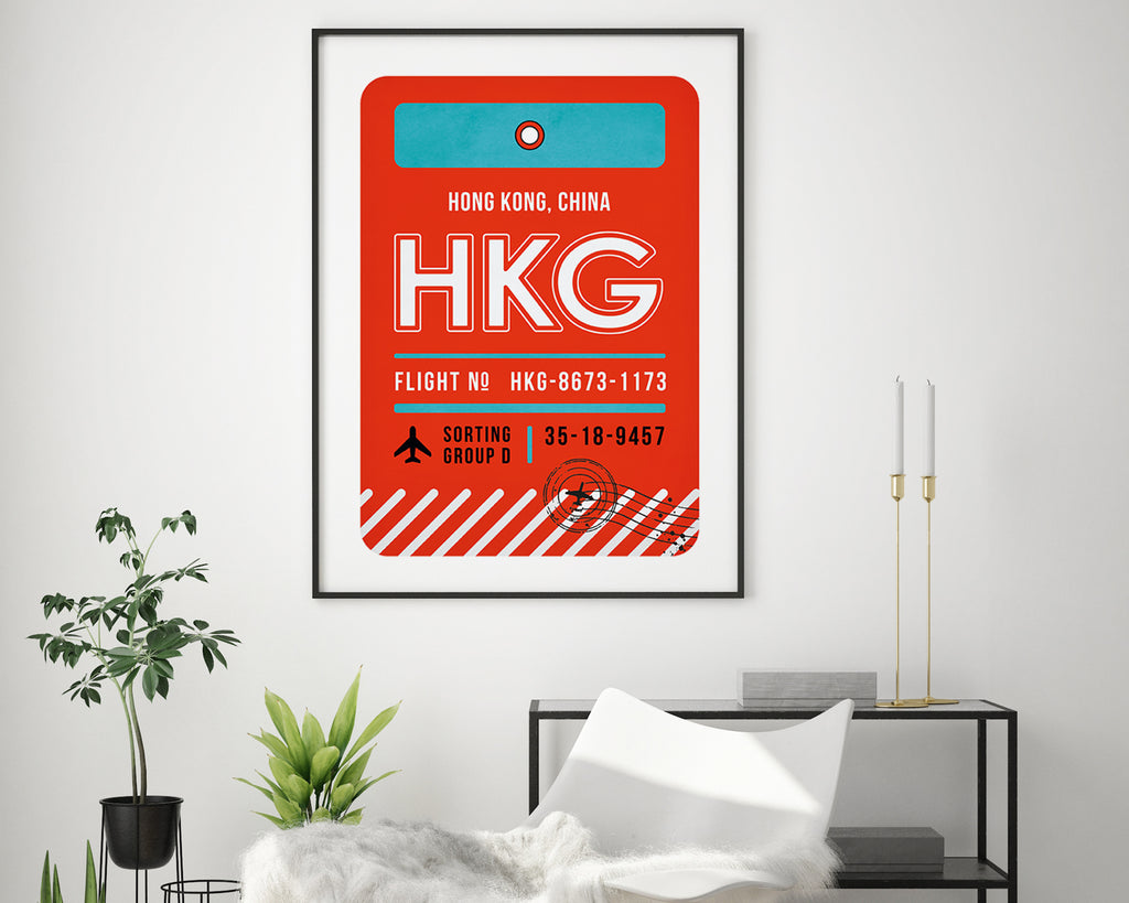 Hong Kong, China Luggage Tag Travel Poster