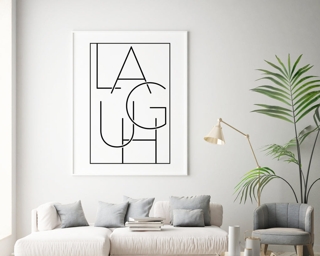 Laugh Typography Quote Wall Art Print