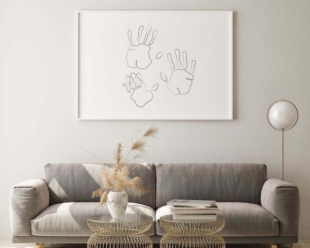 Family Handprint Line Art Wall Print