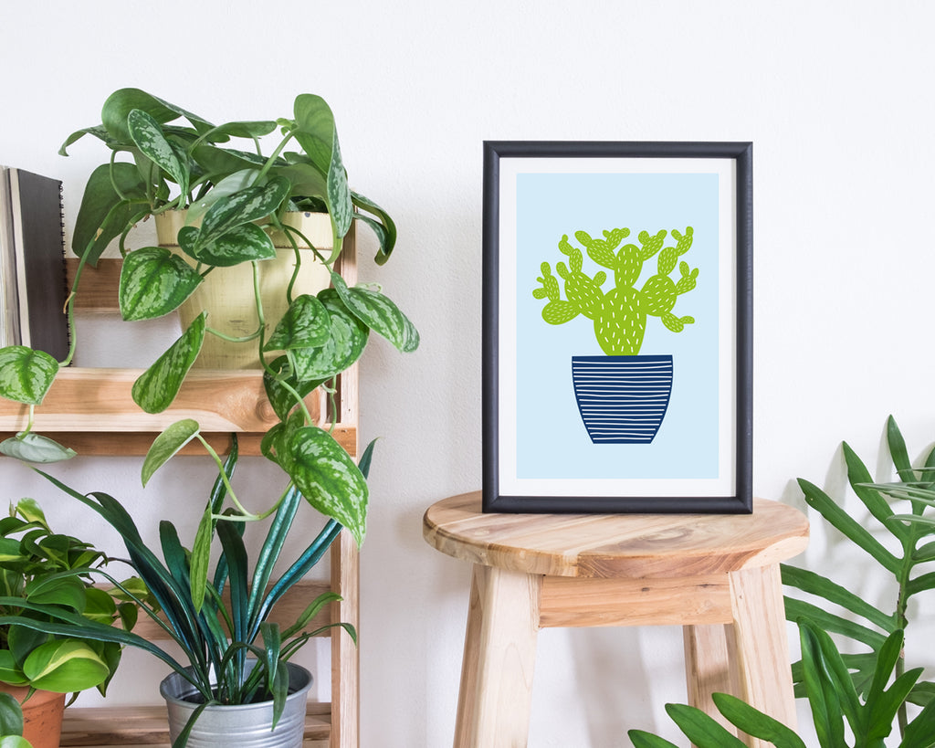 Illustrated Cactus Plant Wall Art Print