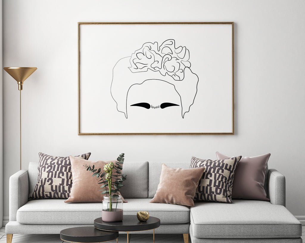 Frida Kahlo Portrait Line Art Wall Print