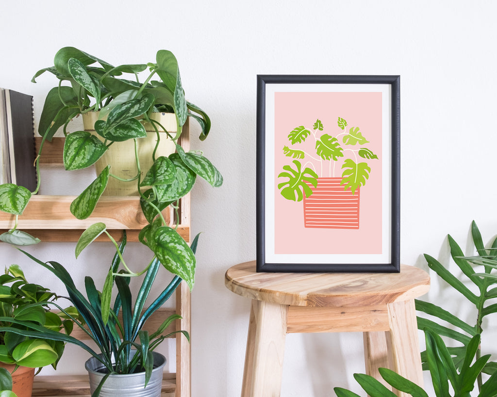 Illustrated Cheese Plant Wall Art Print