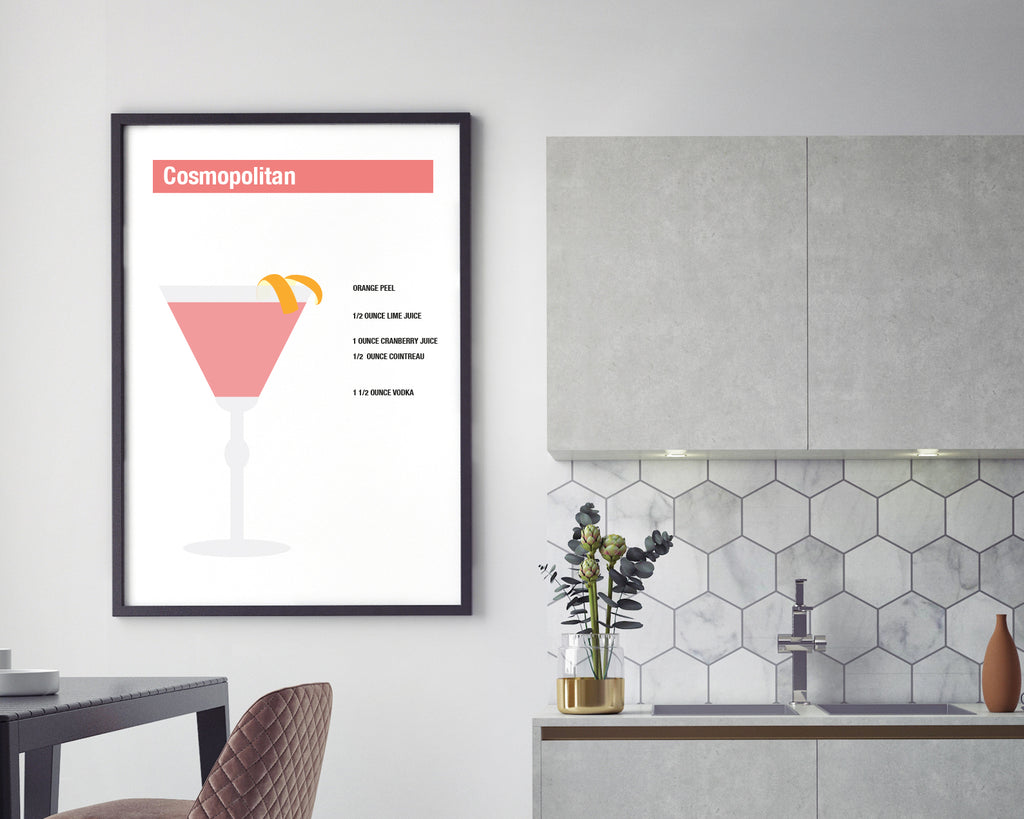 Cosmopolitan Cocktail Drink Recipe Wall Art Print