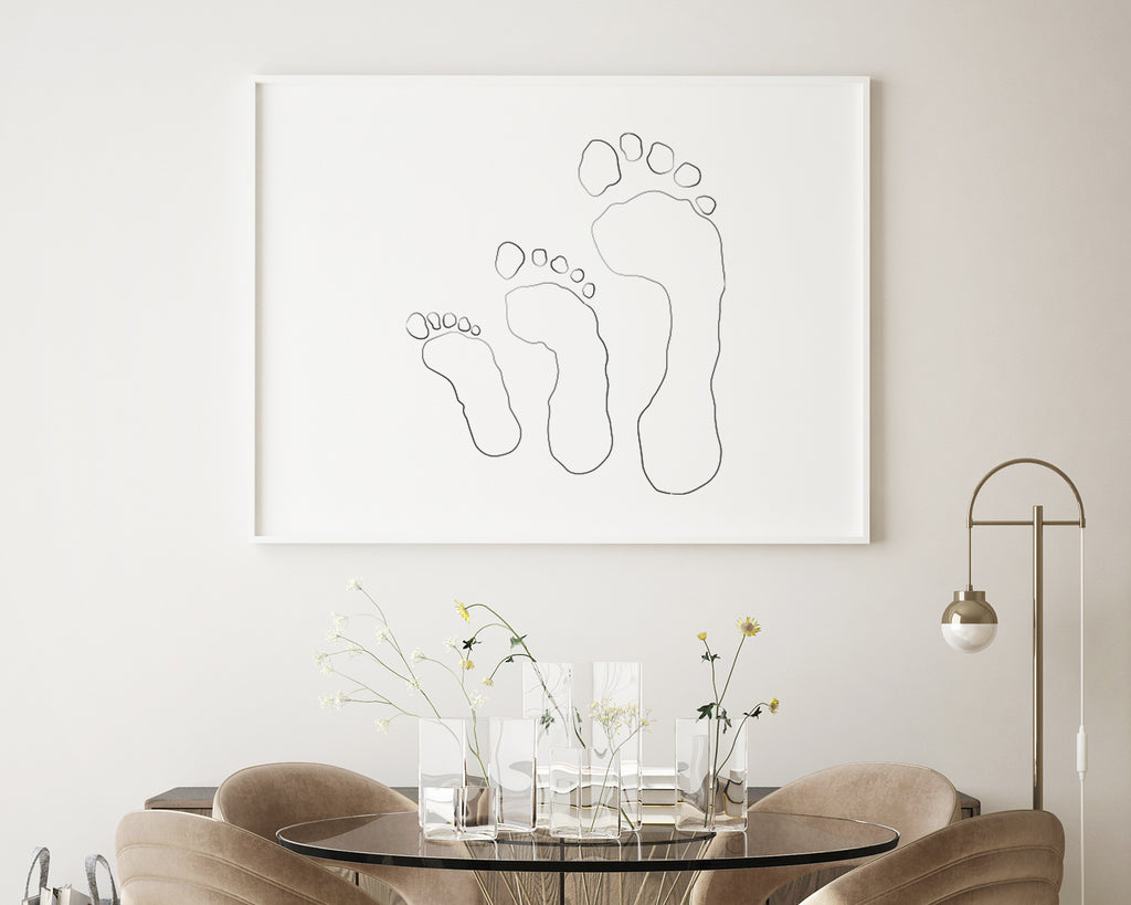 Family Footprint Line Art Wall Print
