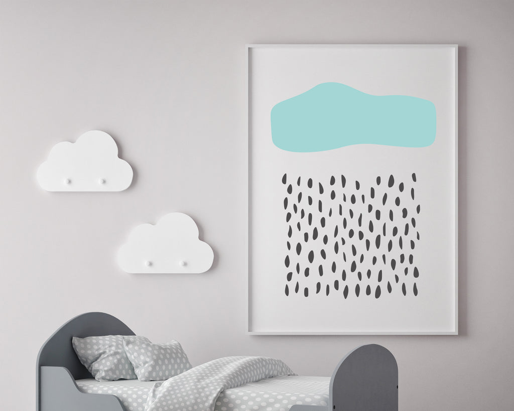 Line Art Rain Cloud Landscape Wall Art Print