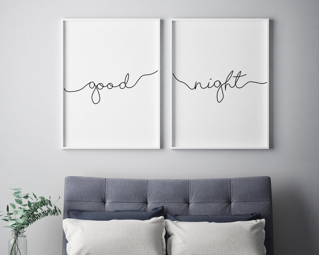 Good Night Typography Set of 2 Wall Art Prints