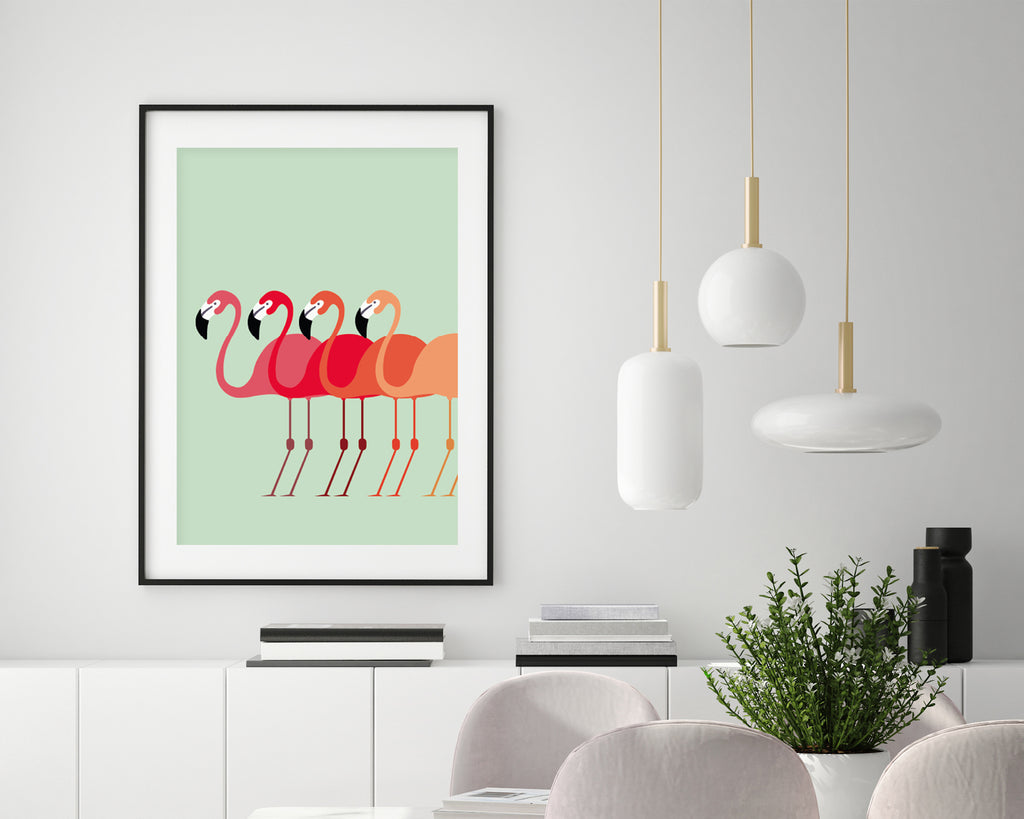 Flamingo Flock Wall Art Print