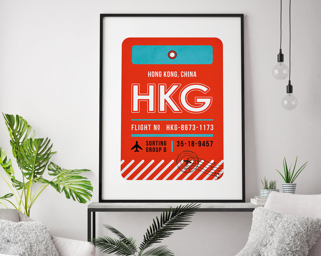 Hong Kong, China Luggage Tag Travel Poster