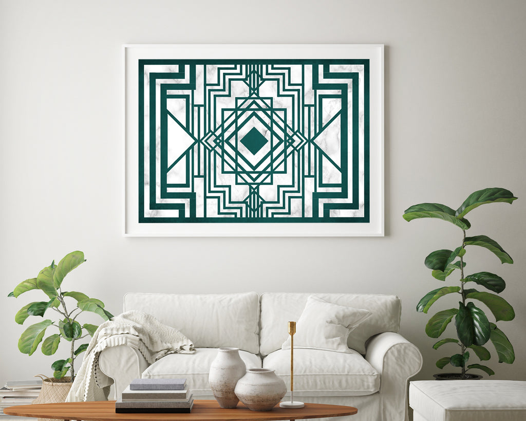 Art Deco Geometric Emerald Wall Art Print