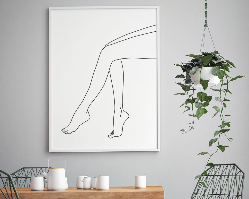 Women's Legs Minimal Line Art Wall Print