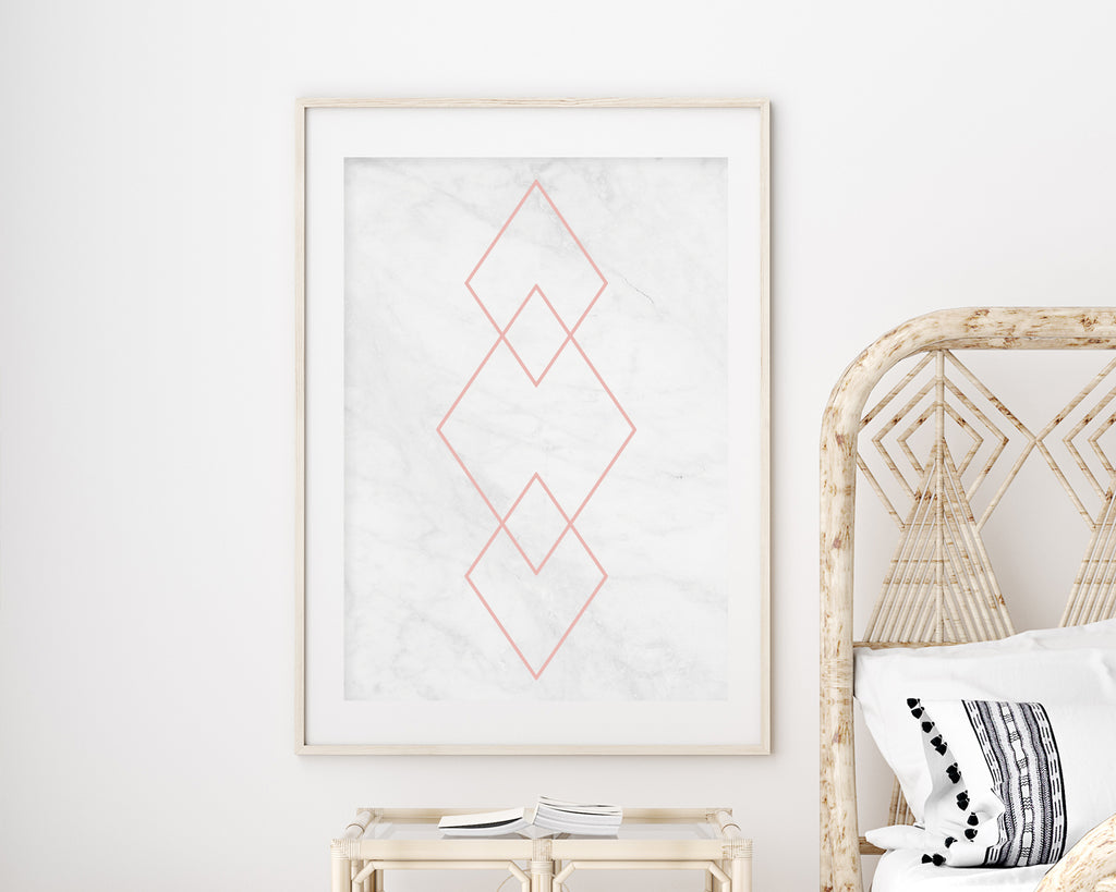 Marble and Rose Gold Diamond Wall Art Print
