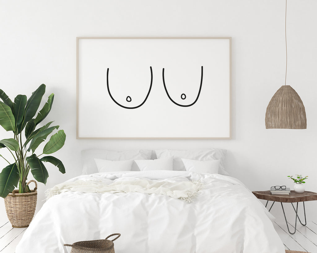 Feminist Boobs Line Art Wall Print
