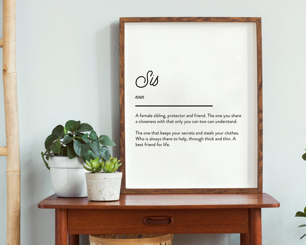 Sister Definition Quote Wall Art Print