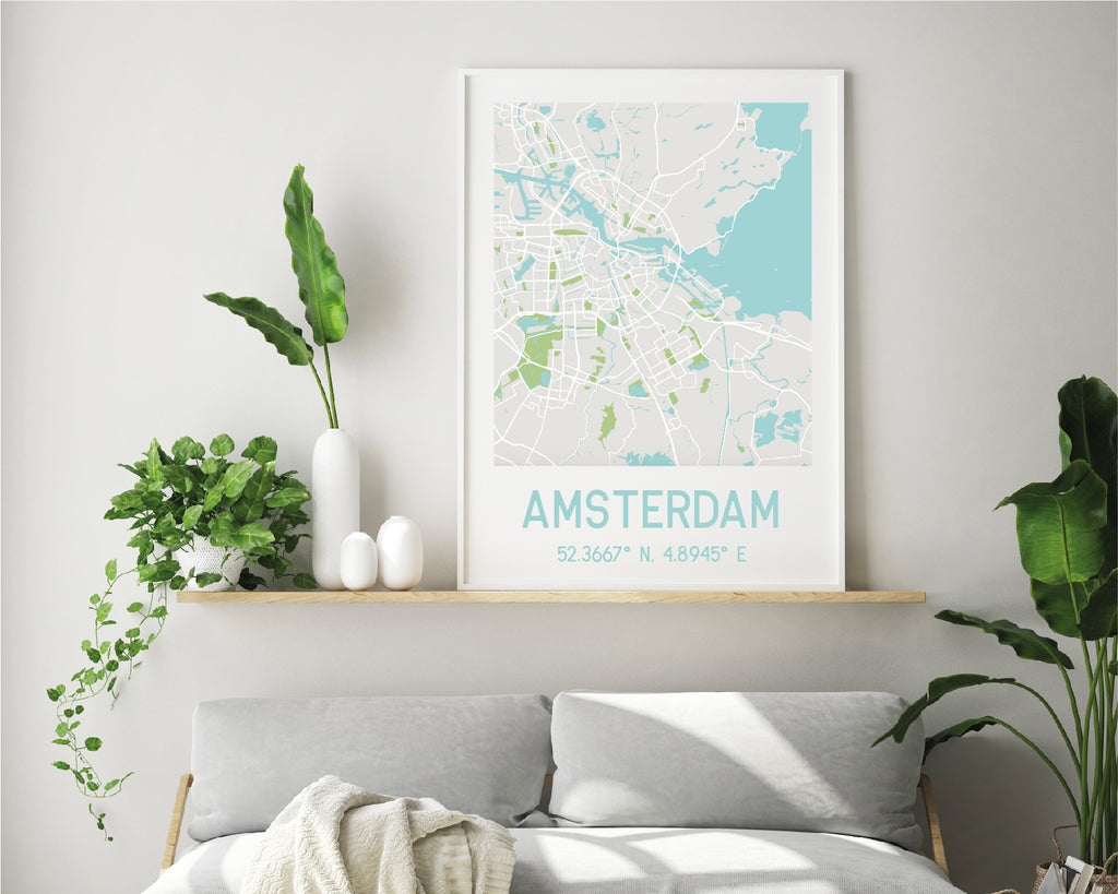 Personalised Blue & Green City Map Travel Poster