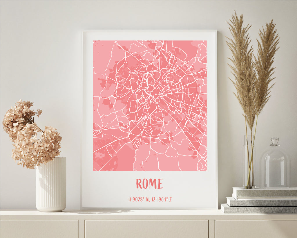 Personalised Pink City Map Travel Poster