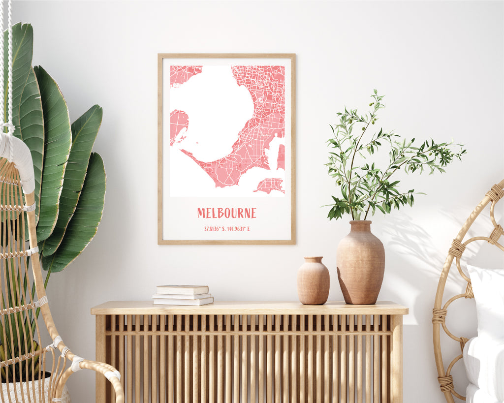 Personalised Pink City Map Travel Poster