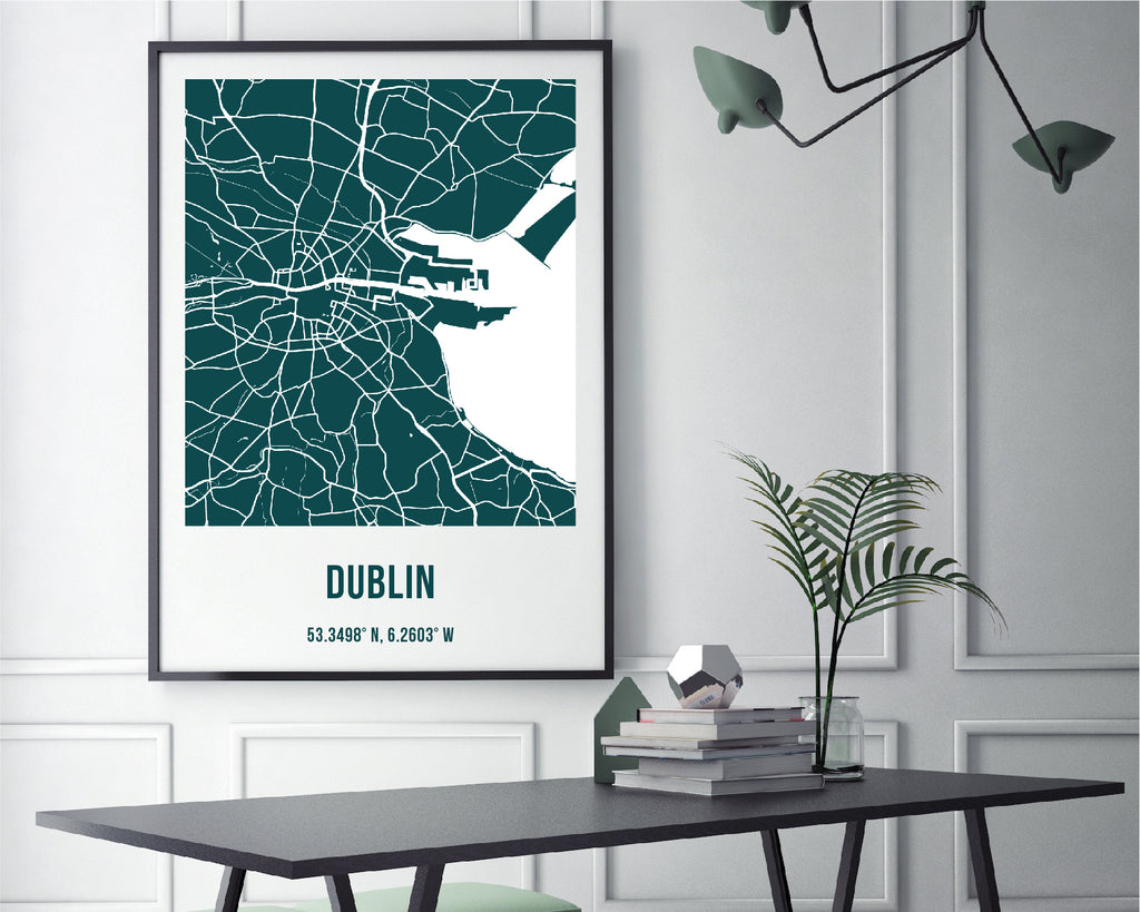 Personalised Deep Green City Map Travel Wall Art Print