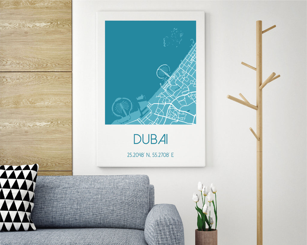 Personalised Blue City Map Travel Wall Art Print