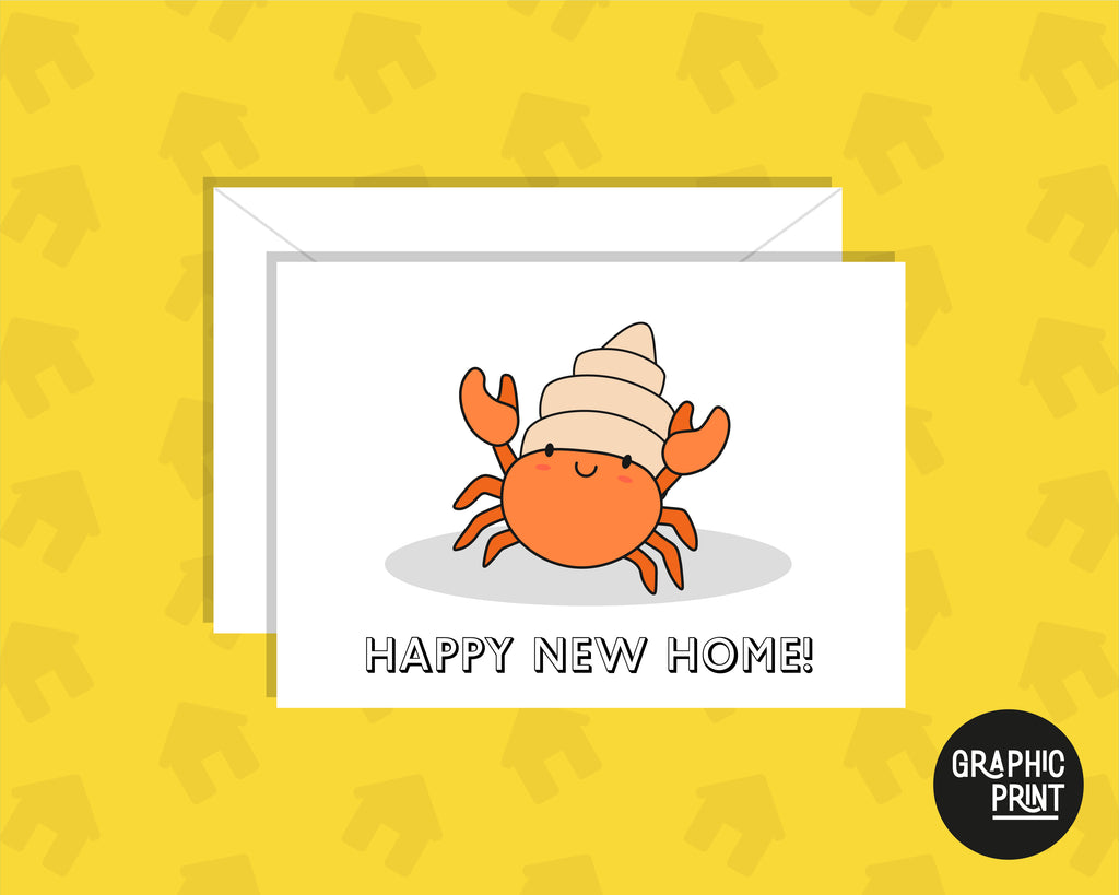 Happy New Home, Moving Hermit Crab, Moving House Card, New Home Owner Card