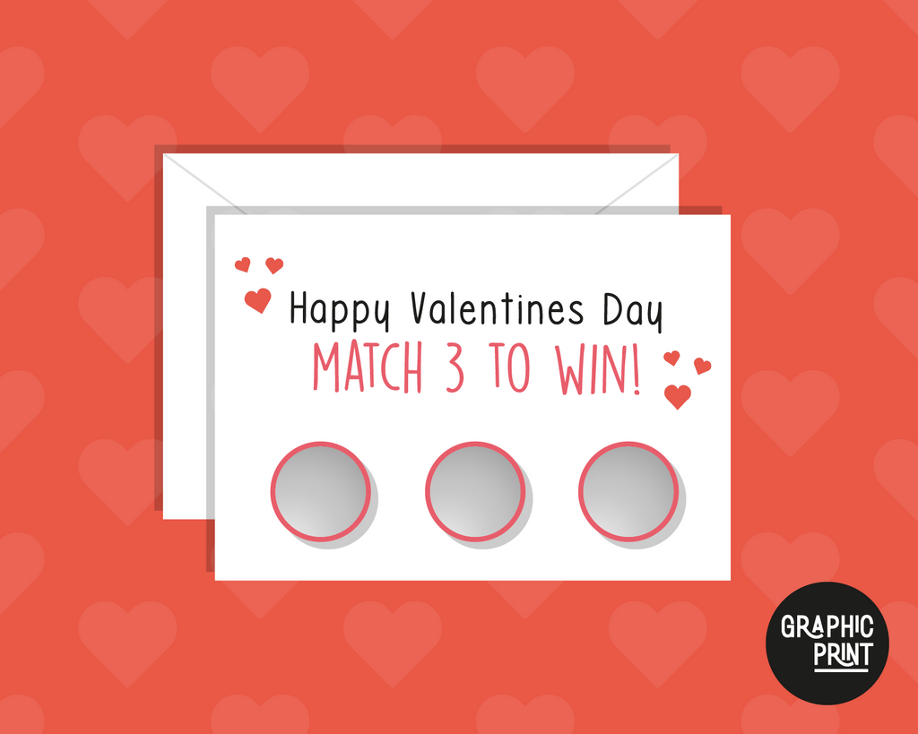 Happy Valentines Day Scratch Card, Match 3 To Win, Funny Valentine's Day Card
