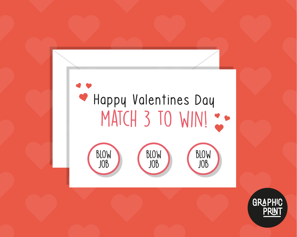 Happy Valentines Day Scratch Card, Match 3 To Win, Funny Valentine's Day Card