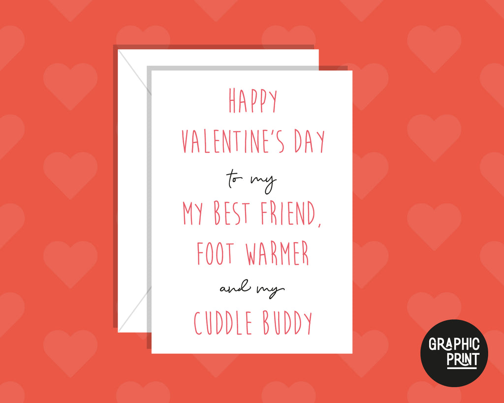 Happy Valentine’s to My Best Friend, Foot Warmer, Cuddle Buddy Card