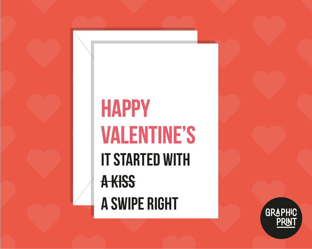 It Started With A Tinder Swipe Right Funny Valentine's Day Card