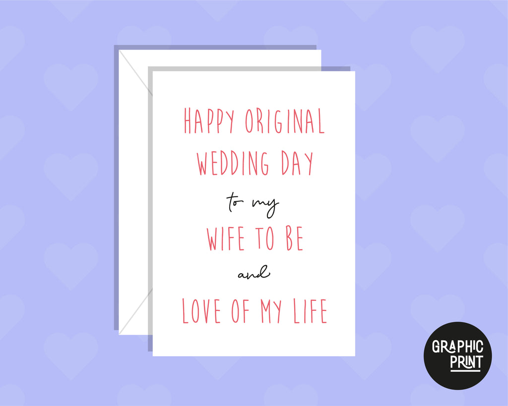 Happy Original Wedding Day To My Wife To Be, Postponed Wedding Card